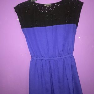 Size small dress blue with mesh black top